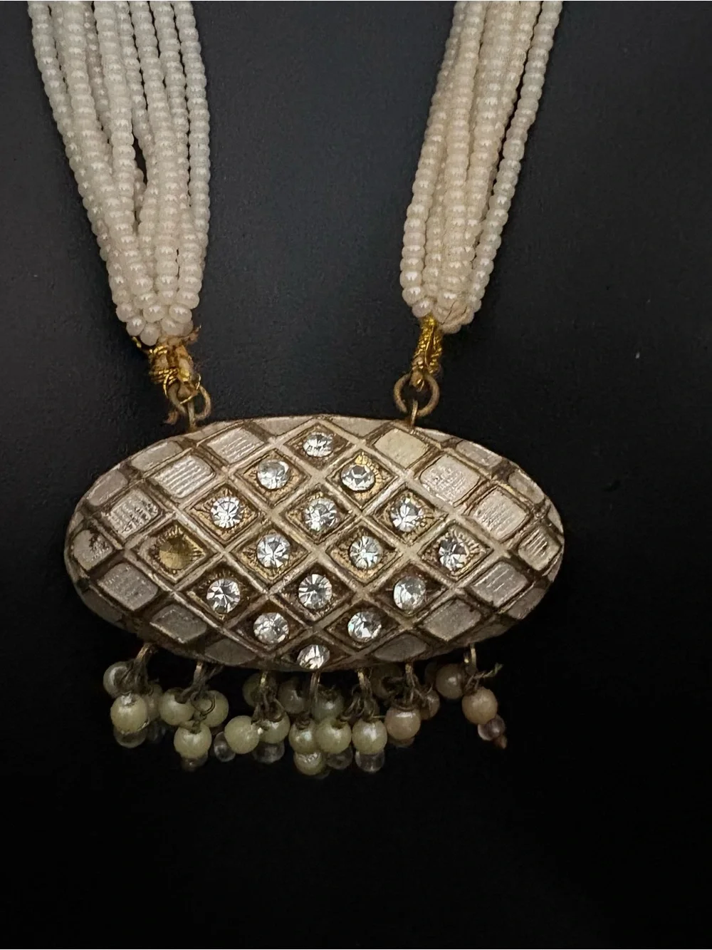 ✨ STUNNING HYDERABADI JADAU PEARL PENDANT MALA / RANI HAAR ✨